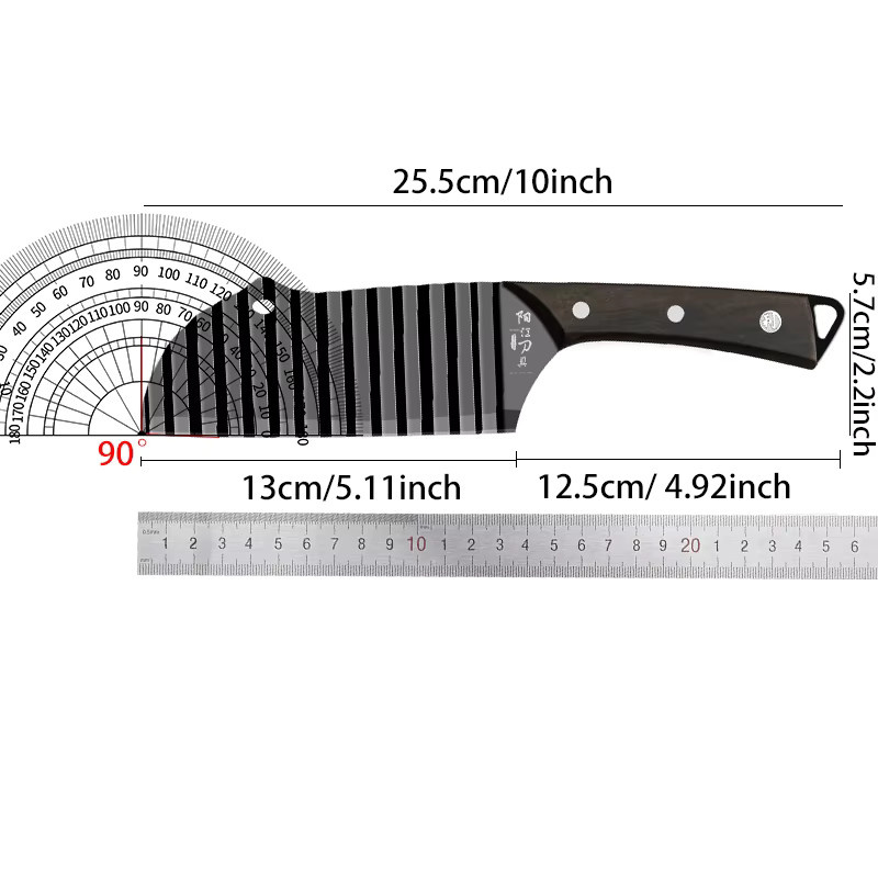 Seiko Wave gezacktes Küchenmesser mit Wolfszahn-Schliff für Kartoffeln in Holzoptik - Bild 5