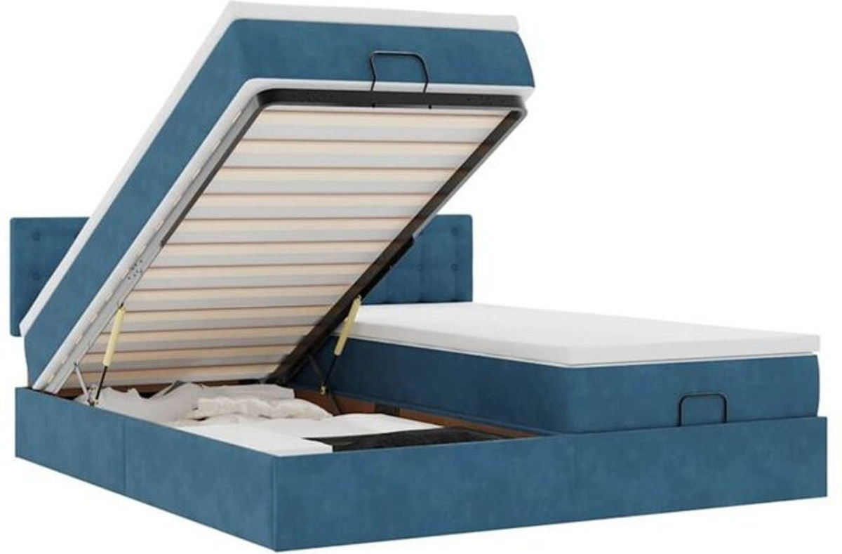 Vidaxl Ottoman Polsterbett mit Matratze aus Samt in Blau, B/T/H: 200 x 200 x 78 cm - Bild 1