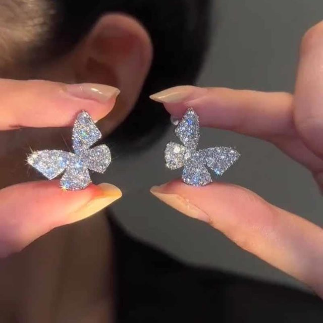 Ohrstecker Schmetterling, Vollkristall Strass, black, Damen - Bild 1