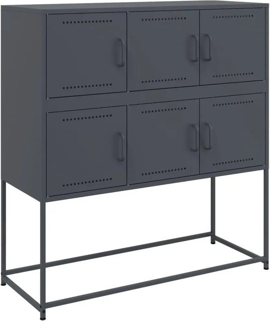 vidaXL Sideboard aus kaltgewalztem Stahl in Anthrazit matt, B/T/H: 100,5 x 39 x 107 cm - Bild 1