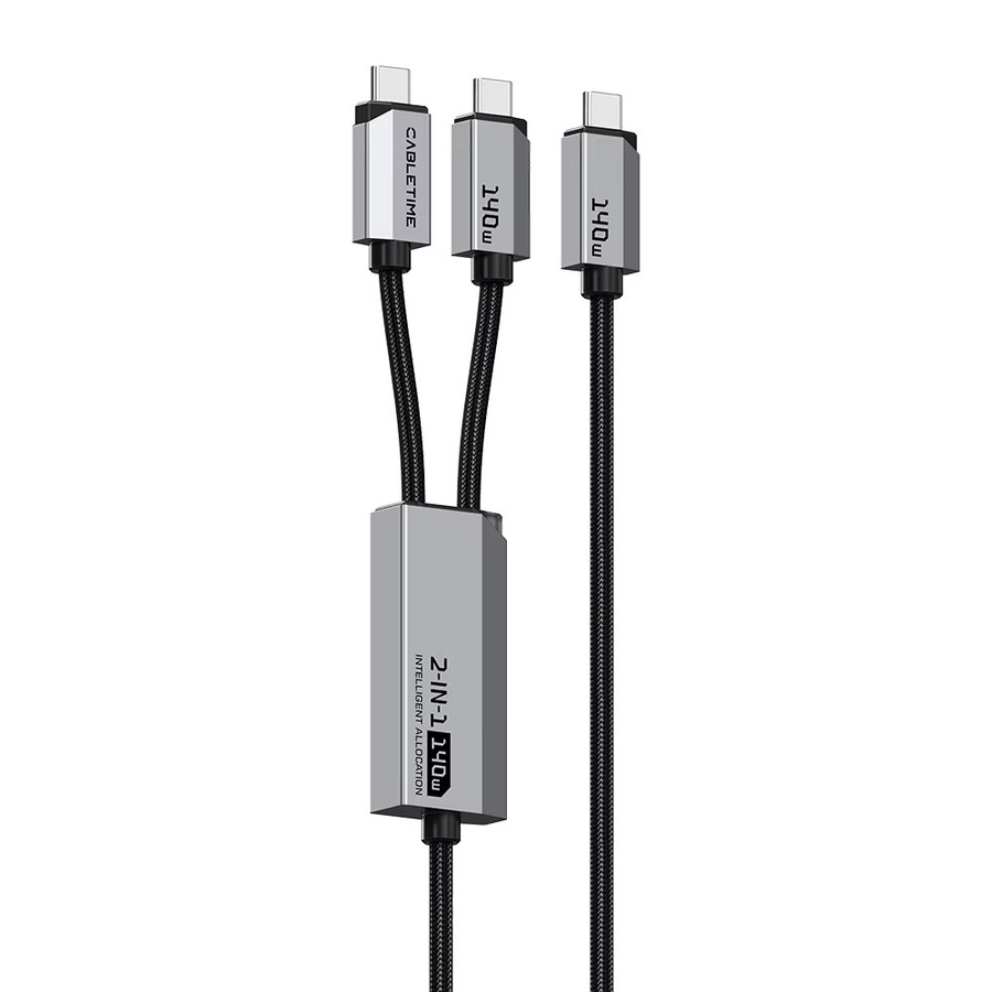 CABLETIME 2-in-1 USB-C-Kabel mit Dual-Ausgang, 140W Schnellladung und 480Mbps Datenübertragung für Laptops und iPhone 17 Pro - Bild 7