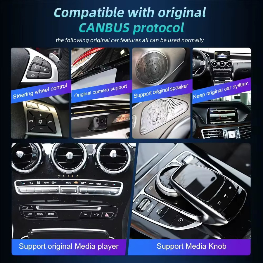 Nunoo Kabelloses CarPlay und Android Auto Autoradio mit GPS-Navigation und 256GB Speicher für Mercedes Benz SLK und SLC Klasse (2012-2018), Schwarz - Bild 4
