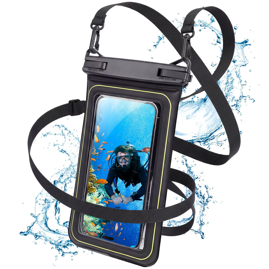 Wasserdichte Handytasche mit Trageschlaufe in Schwarz für Strand, Schwimmen und Wassersport - Bild 5