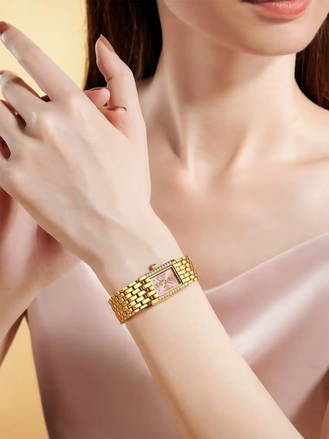 OLEVS Armbanduhr, Edelstahl, Gold, Eckig, Quarz, Damen - Bild 4