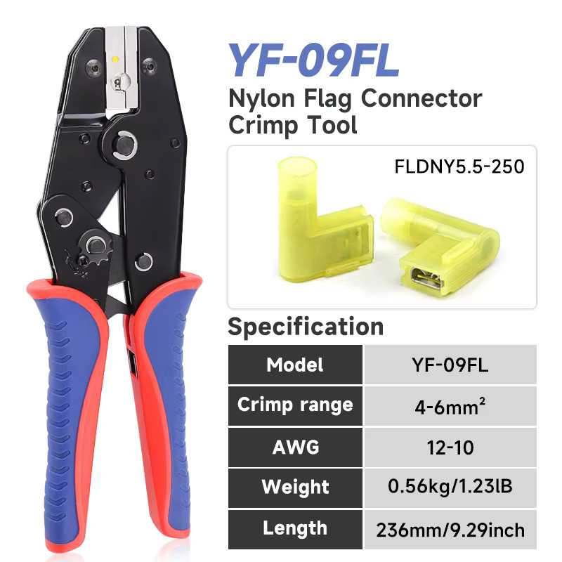 YEFYM L-förmige Flachstecker-Crimpzange für isolierte und unisolierte 4.8/6.3 mm Buchsenstecker in Multicolour - Bild 3