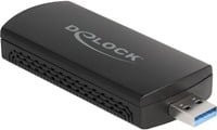 Delock Wi-Fi 6E Tri-Band WLAN USB Adapter AX5400 in Schwarz mit USB-A und USB-C Anschluss - Bild 1