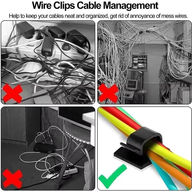 Selbstklebende Kabel-Organizer-Clips für USB-C Ladekabel und Datenleitungen, Wandmontage Draht- und Kabelhalter, in Schwarz oder Transparent - Bild 3