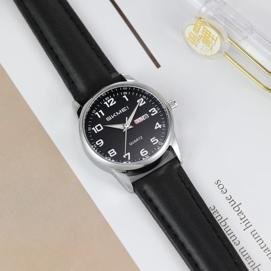 SKMEI Armbanduhr, Quarz, Schwarz, PU-Leder, Unisex - Bild 6