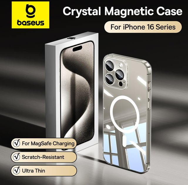 Baseus Magnetische Hülle für iPhone kompatibel mit MagSafe Wireless Charging, transparent - Bild 1