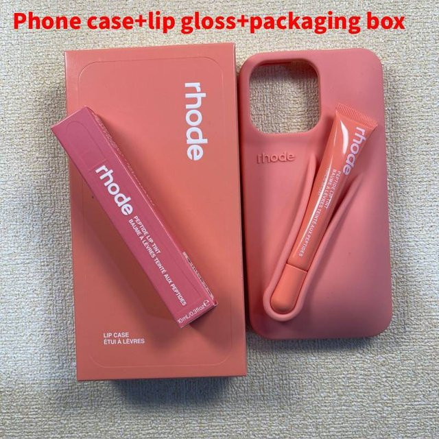 DewBloom Stoßfeste Silikon Schutzhülle für iPhone 15 mit Rhode Lippenstift Design in Orange - Bild 1