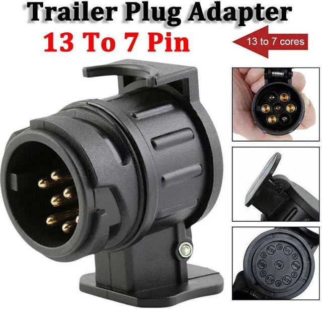 Adapter für LKW-Anhänger mit 7- bis 13-poliger elektrischer Traktion, Europäische Steckdose, Schwarz - Bild 1