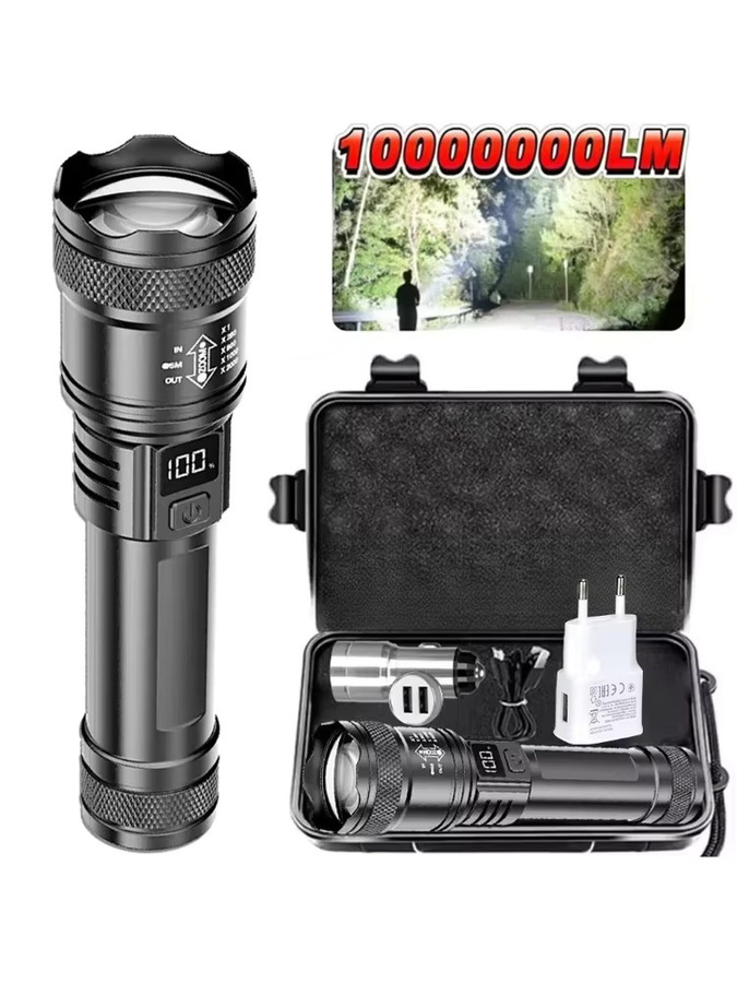 NEWBIRTH Wiederaufladbare LED-Taschenlampe mit LCD-Display und Zoom in Schwarz - Bild 7