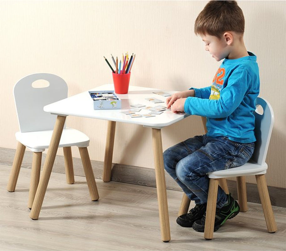 Kesper Kindertisch Set mit 2 Stühlen in Weiß aus FSC zertifiziertem Holz - Bild 4