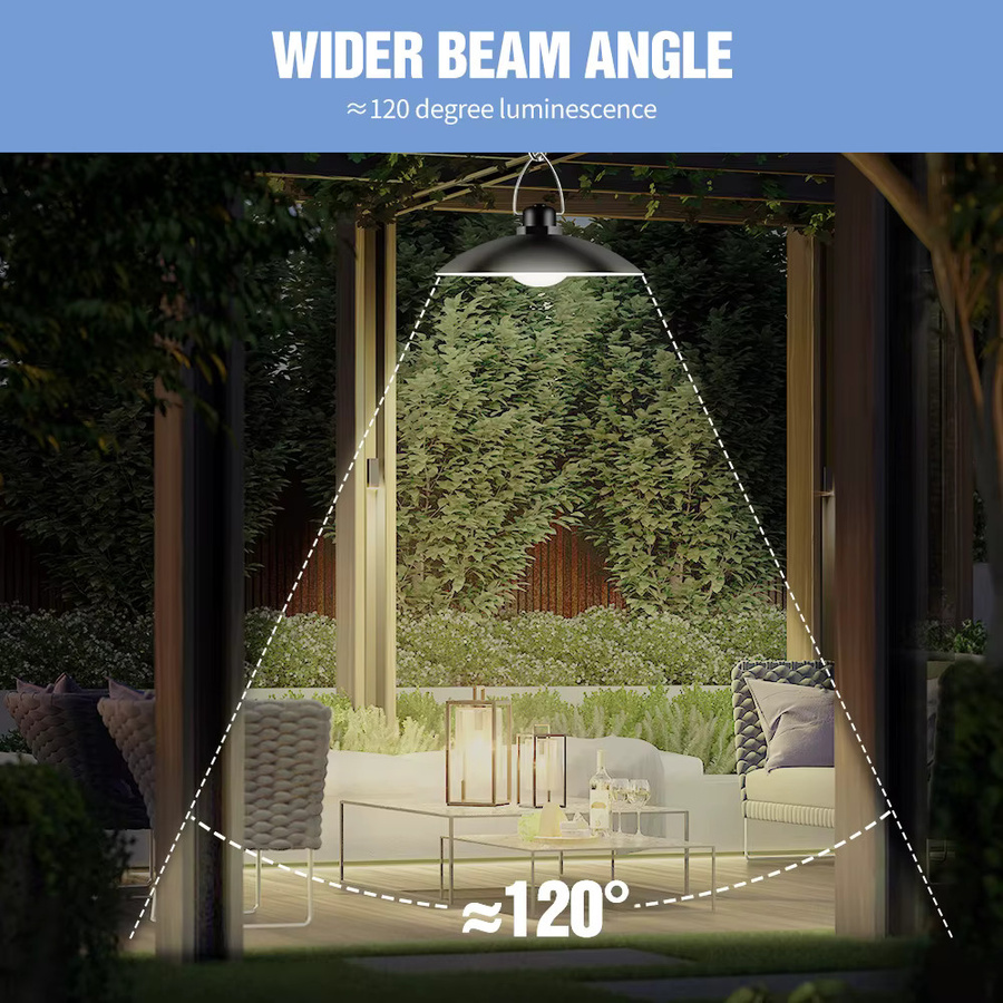 CanLing Solar-Pendelleuchte LED Außenlampe Schwarz wasserdicht für Garten und Park - Bild 4