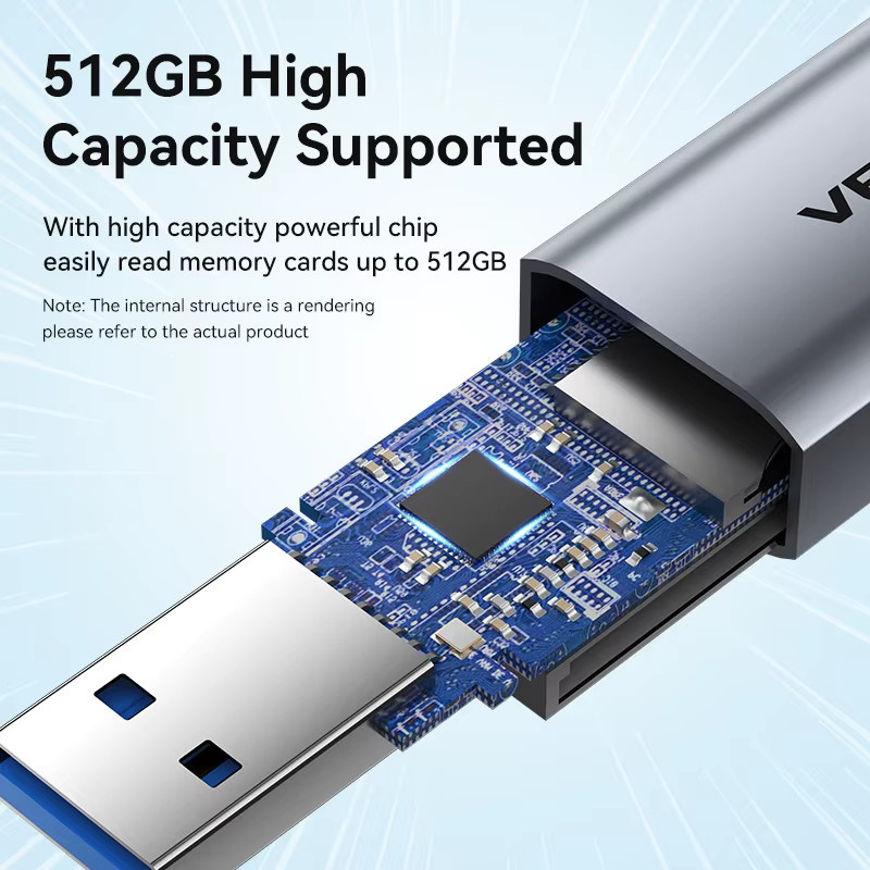 Vention Dual Slot Kartenleser mit USB 3.0 und USB C für Micro SD und TF Speicherkarten als Adapter für Laptop, Smartphone und Kamera - Bild 4