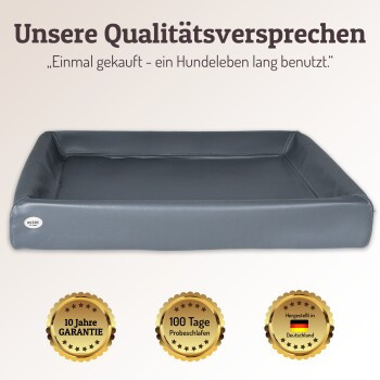 SABRO Hundebett KUDDE aus Kunstleder in Grau mit orthopädischem Schaumstoff und abnehmbarem Bezug, B/T/H: 120 x 100 cm - Bild 2