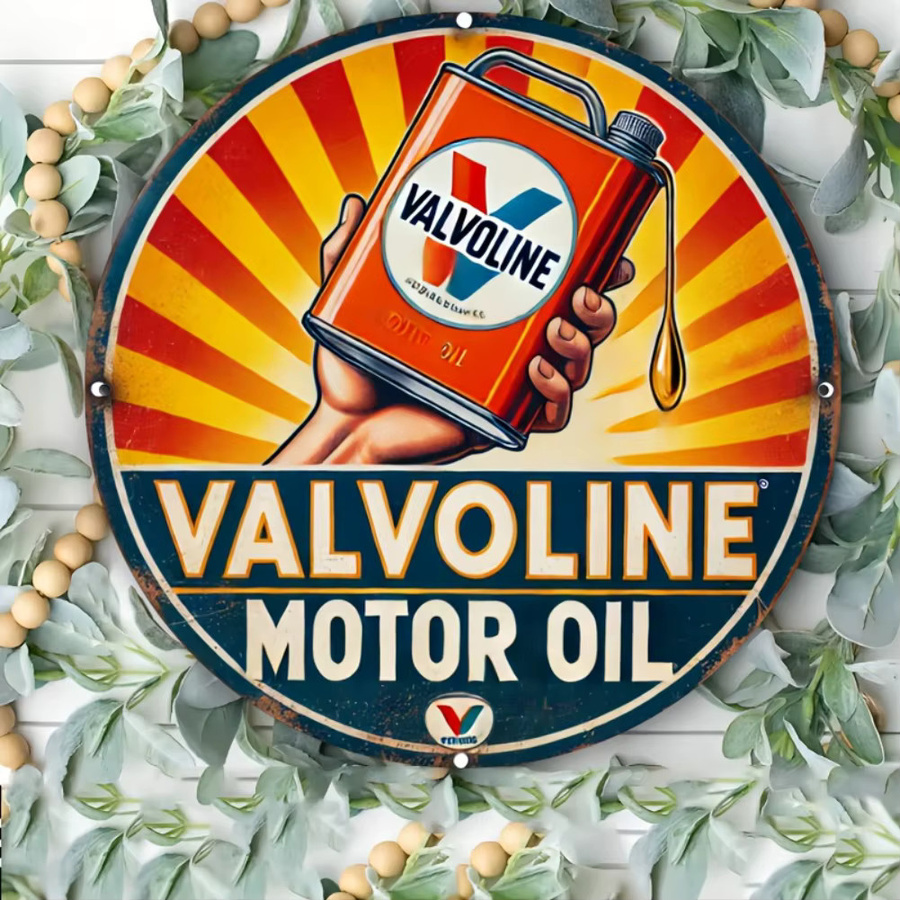 Potdemiel Valvoline Aluminiumschild Retro Design Rund Multicolour Durchmesser: 20 cm - Bild 5