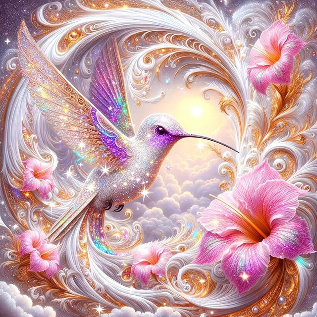 EverShine DIY Diamant Mosaik Kit Kolibri mit Blumen, 5D Diamant Kunst Malerei mit runden Steinen in Multicolour - Bild 1
