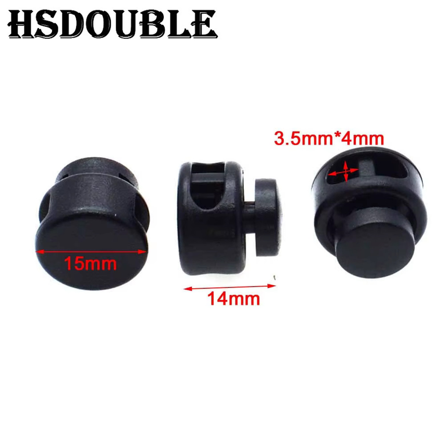 HSDOUBLE Kordelverschluss Kipp-Clip Stopper aus Kunststoff in Schwarz, 10 Stück, B: 15 mm, H: 14 mm - Bild 2