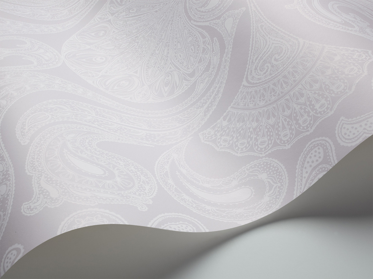 Cole & Son Tapete Malabar Abstract Paisley Design in Weiß auf Lila und Grau, Vlies-Tapete - Bild 1