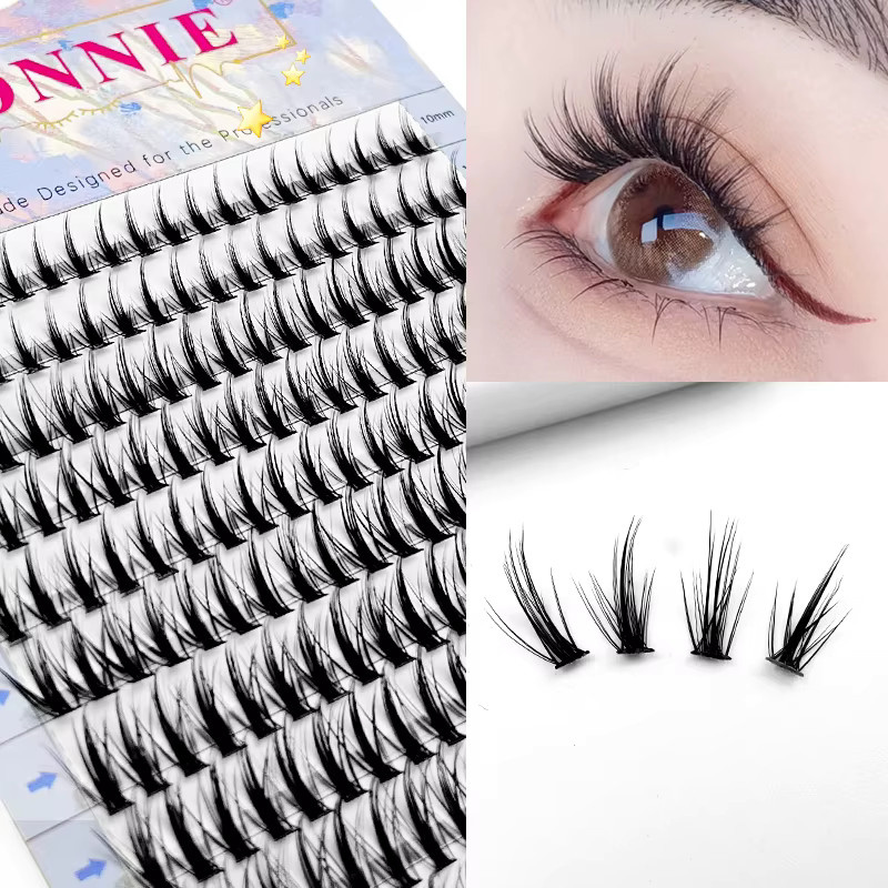 LAKANAKU Wispy Cluster Lashes Wimpernverlängerungen, 200 Stück, Criss Cross-Effekt, vegan - Bild 5