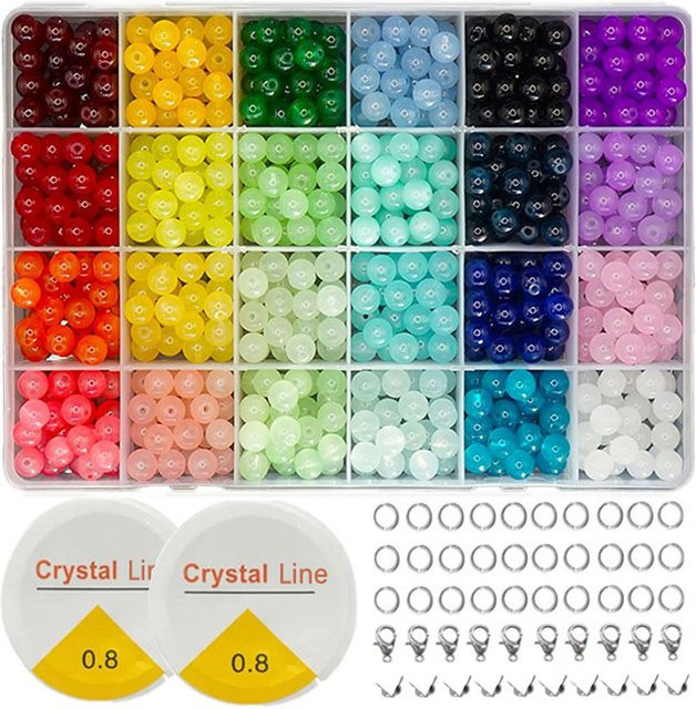 Glas Perlen 8mm, rund, DIY Armband Halskette Zubehör - Bild 1