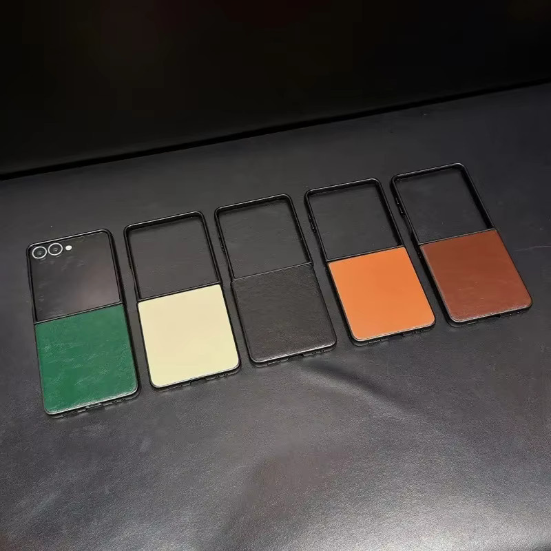 Luxuriöse Samsung Galaxy Z Flip 7FE 6 5 4 Handyhülle aus glänzendem Leder in Orange mit stoßfestem Schutz - Bild 2