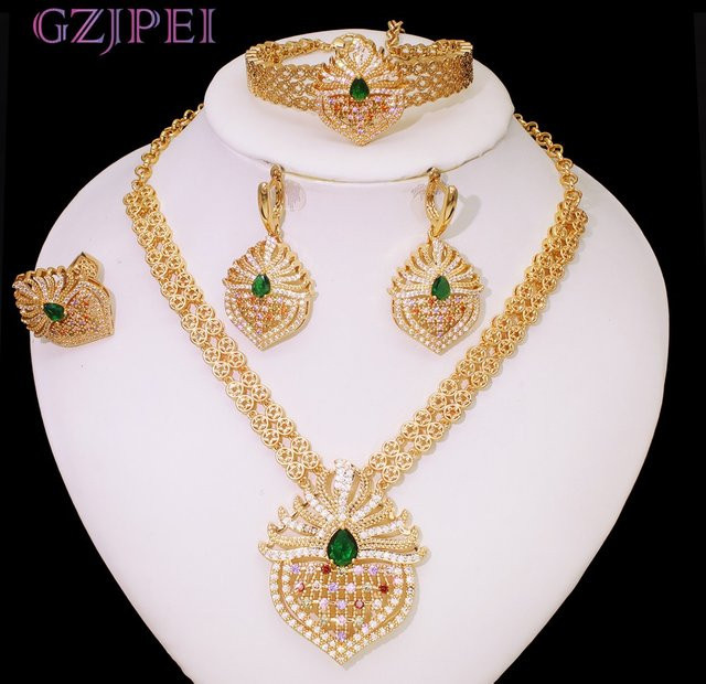 GZJPEI Schmuck-Set, Weiß, Zirkonia, Kristall, Damen - Bild 1