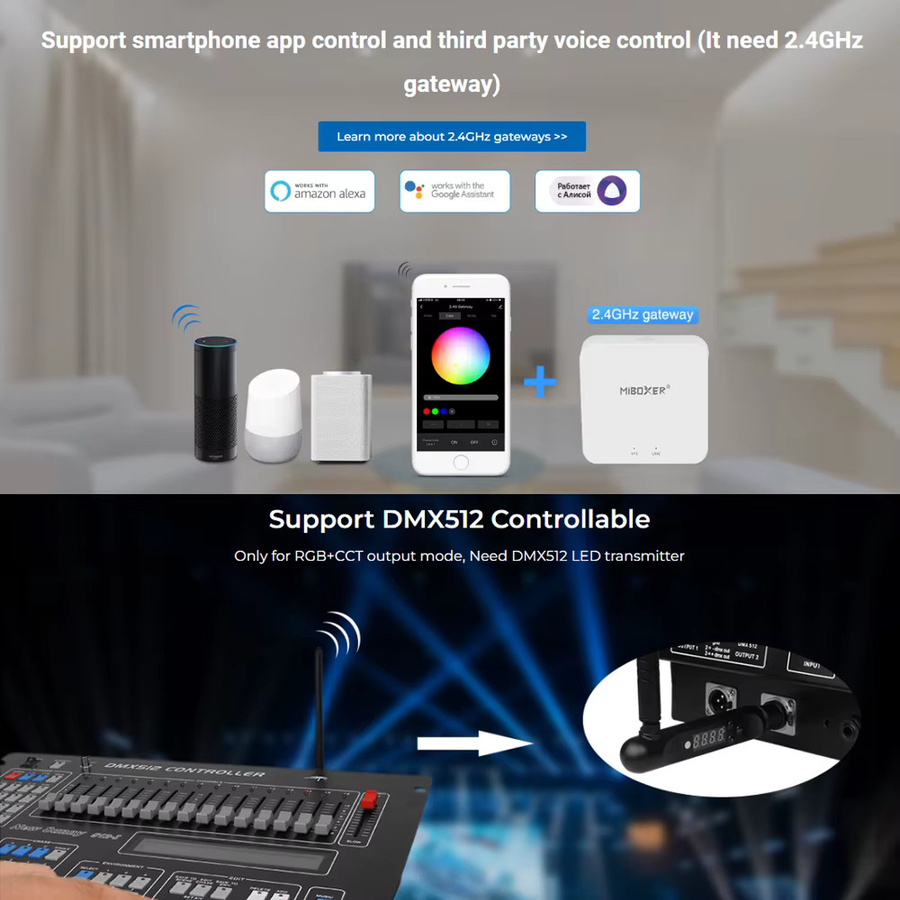 MiBoxer Smart LED Streifen Dimmer Controller FUT035S mit Dual RF 2,4 GHz für RGB, RGBW, CCT und COB Lichtsysteme, Farbe Weiß - Bild 2