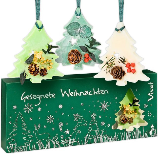 3er-Set Duftwachsanhänger Tannenbaum in Grün mit frischem Duft von St. Benno Verlag - Bild 1
