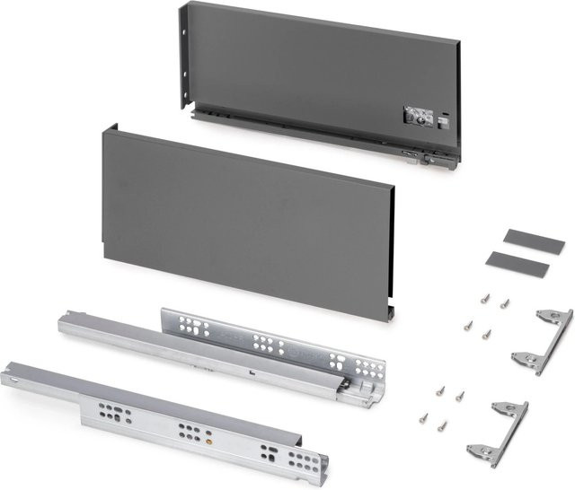 Emuca Außenschublade Protone aus Stahl in Anthrazitgrau mit Vollständigem Auszug und Soft-Close-Funktion, Höhe: 17,8 cm, Tiefe: 40 cm - Bild 1