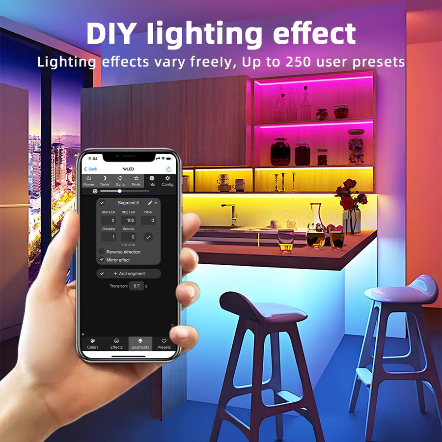 DOMRAEM WLED Controller ESP8266 ESP32 mit USB-C und Mikrofon für RGB IC digitale adressierbare Lichter WS2811 WS2812B WS2815 SK6812 mit WiFi und Fernbedienung - Bild 3