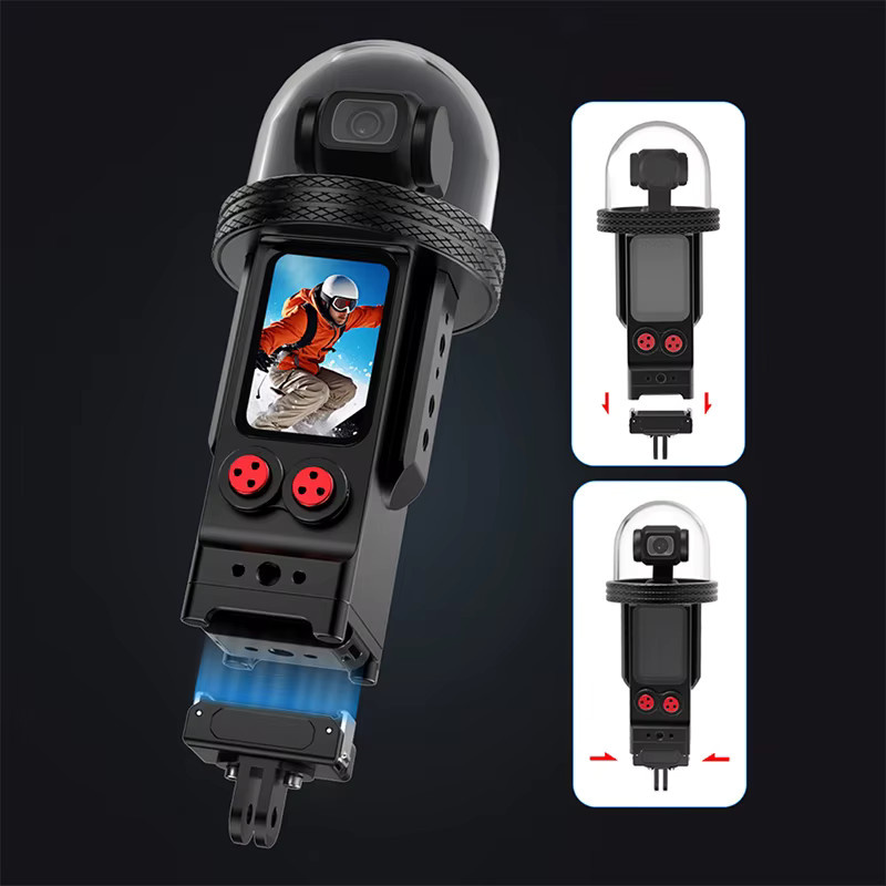 FEICHAO Unterwasser-Tauchgehäuse mit Aluminiumpanzerung für DJI Osmo Pocket 3, wasserdicht bis 80 m, Farbe: Schwarz - Bild 4