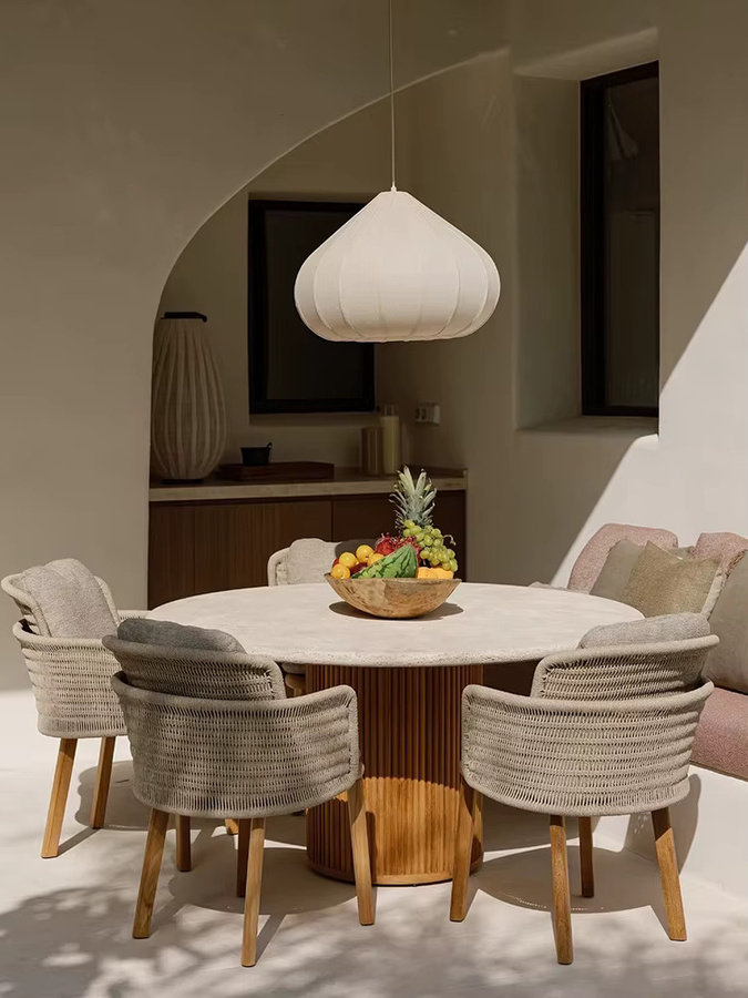 VIGOUS Pendelleuchte im Wabi Sabi Design aus Stoff in Beige für Schlafzimmer, Flur und Esszimmer - Bild 3