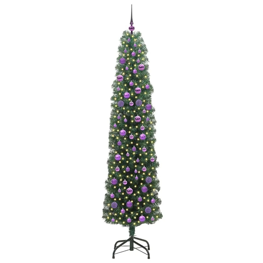 vidaXL Künstlicher Weihnachtsbaum in Grün mit 300 warmweißen LEDs und Ständer, Höhe: 210 cm - Bild 2