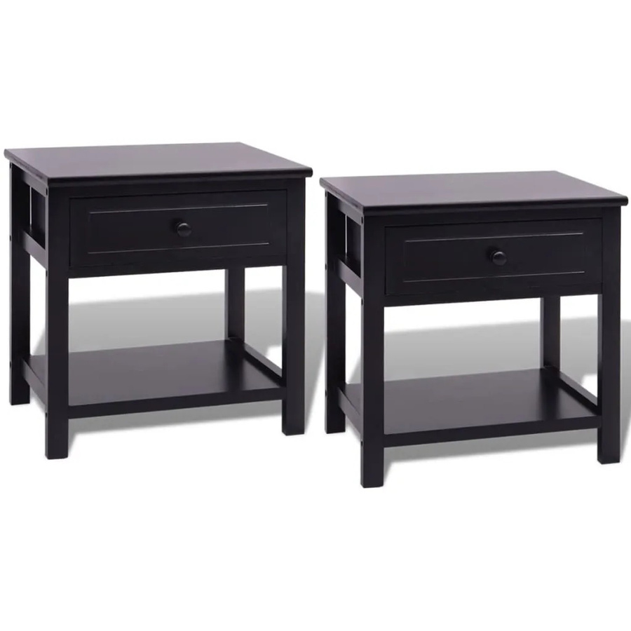 Set aus 2 vidaXL Nachttischen aus Paulownia-Holz in Schwarz, B/T/H: 42 x 29 x 42 cm - Bild 2