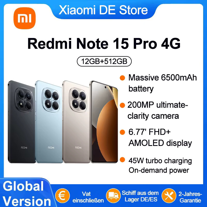 Xiaomi Redmi Note 15 Pro 4G Global Version Smartphone in Schwarz mit 6500mAh Akku und 200MP Kamera sowie IP65 Staub- und Wasserresistenz - Bild 7