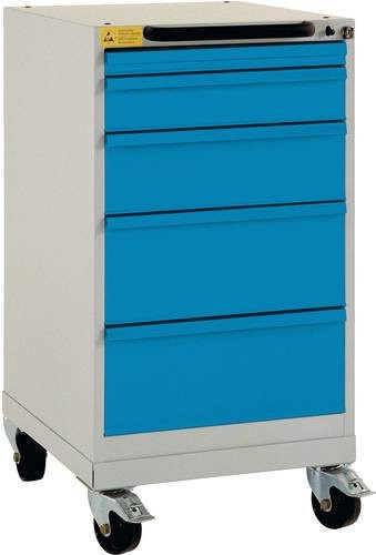 Manuflex BASETEC ESD-Schubfachschrank LS1044.5012 mobil, lichtblau RAL 5012, 5 Schubfächer, Nutzhöhe: 70 cm - Bild 1