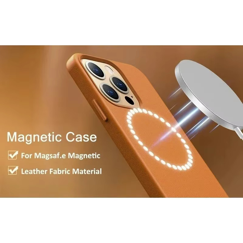 Apple MagSafe Lederhülle für iPhone 17 16 15 14 Pro Max mit magnetischer Animation in Orange - Bild 2