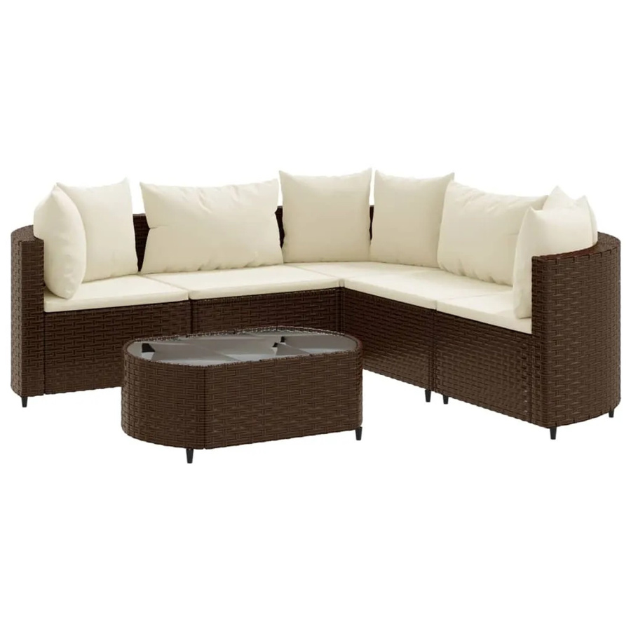 vidaXL 6-tlg Garten-Sofagarnitur aus braunem Poly-Rattan mit Kissen Modell 18 - Bild 2