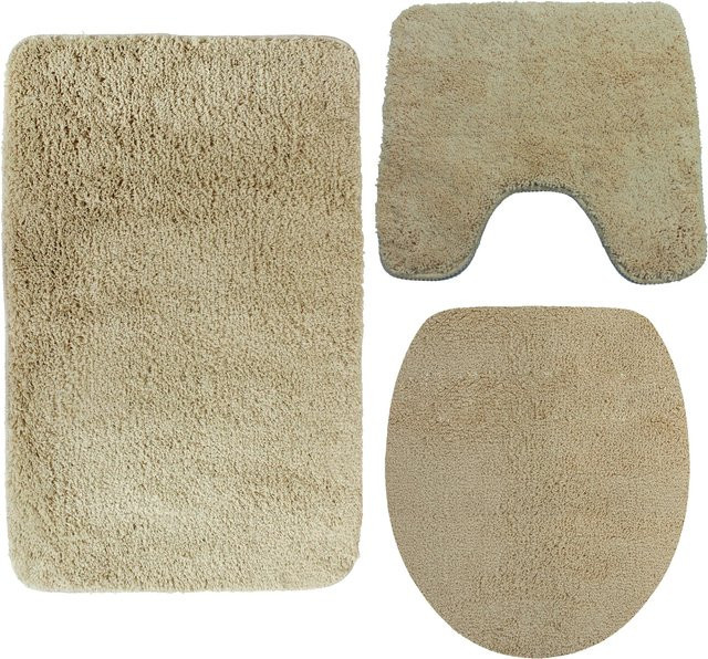 NYVI Badematte Lasalle Set 3-teilig Beige, rutschfest und saugfähig Badezimmerteppich - Bild 1