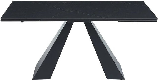 Vente-unique Esstisch Lozipa aus Keramik und Sicherheitsglas in Schwarz, ausziehbar, rechteckig
