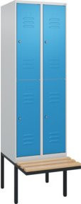 C+P Doppelstock-Spind Classic PLUS Sitzbank mit 2 Abteilen, Buche-Hartholz und Zylinderschloss, B/T/H: 212,0 x 60,0 x 81,5 cm - Bild 1