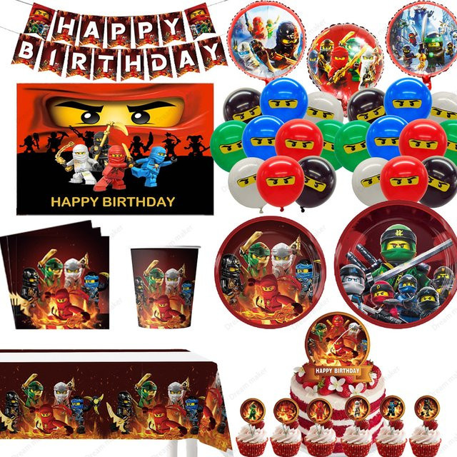 Bandai Ninjago Geburtstagsparty Dekorationen, Teller, Becher, Servietten, Banner, Ballons - Bild 1