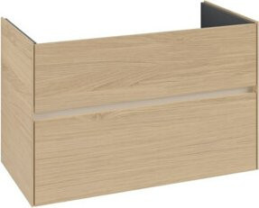 V&B Waschtischunterschrank Collaro mit Waschbecken und LED-Beleuchtung, Nord Oak, B/T/H: 96,1 x 48,0 x 48,0 cm - Bild 1