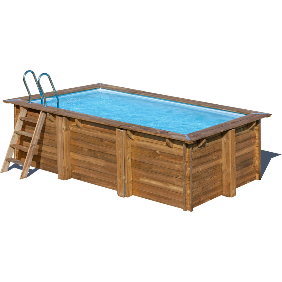 Gre Echtholzpool Marbella Rechteckiger Holzpool in Braun und Blau, B/T/H: 420 x 270 x 117 cm - Bild 2