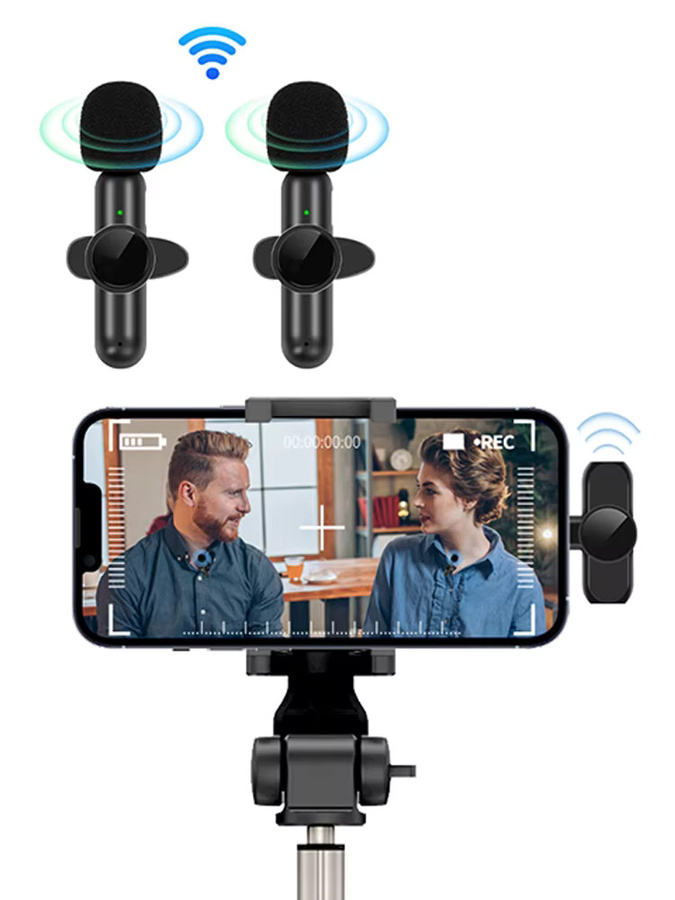 AyeBeau Lavalier Wireless-Mikrofon Set in Schwarz für iPhone, Android und PC - Bild 6