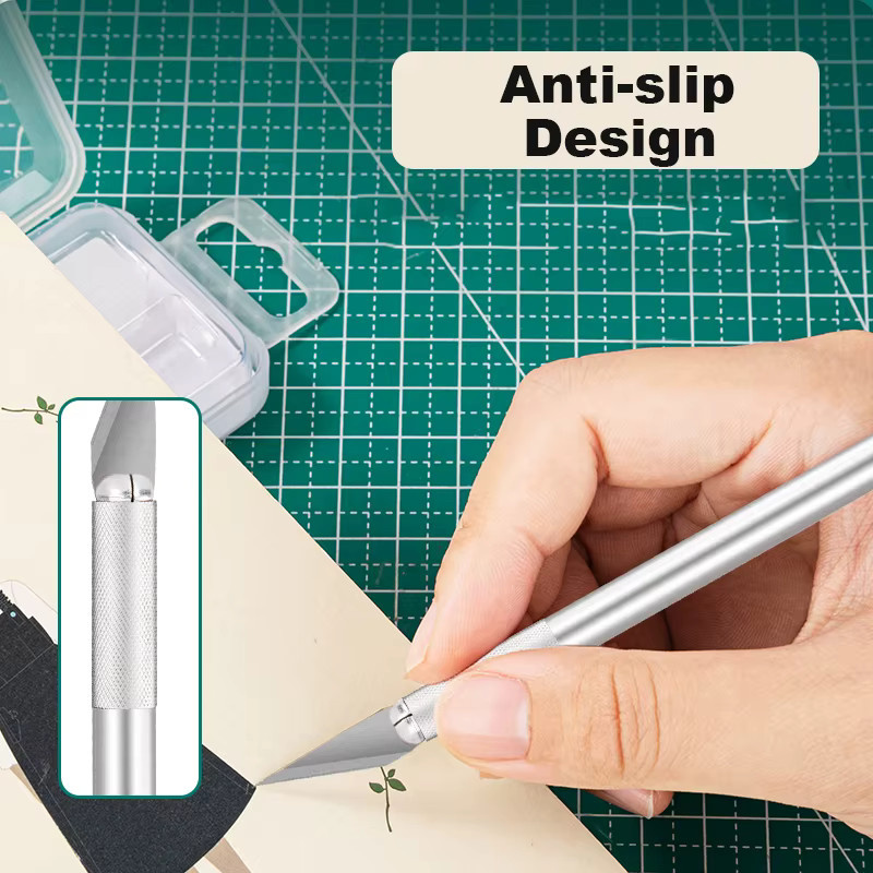 Deli Schnitzmesser-Set aus Aluminiumlegierung in Silber mit Scalpel #11 für Präzisions-Schneide- und Gravierarbeiten sowie DIY-Reparaturen - Bild 2