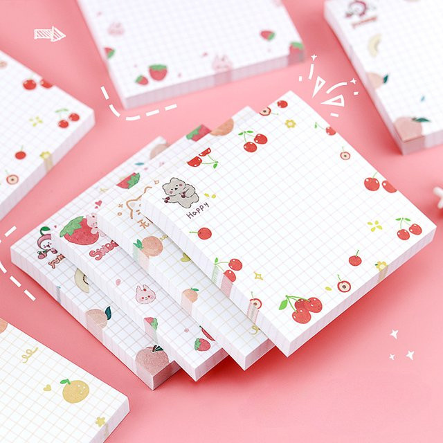 4er-Set kreative Obst Memo Notizen und Haftnotizen im Cartoon-Design, mehrfarbig - Bild 1
