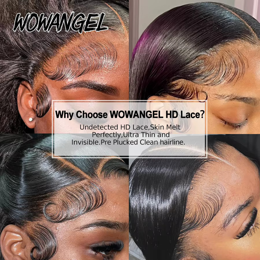 Wow Angel Body Wave Jet Black Echthaarperücke, 250 %, HD Lace Full Frontal, Damen - Bild 5